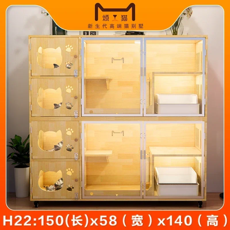 AAVilla Solid Wood Foster Cabinet Home Two Cattery Luxury Double Cat Nest Breeding Box