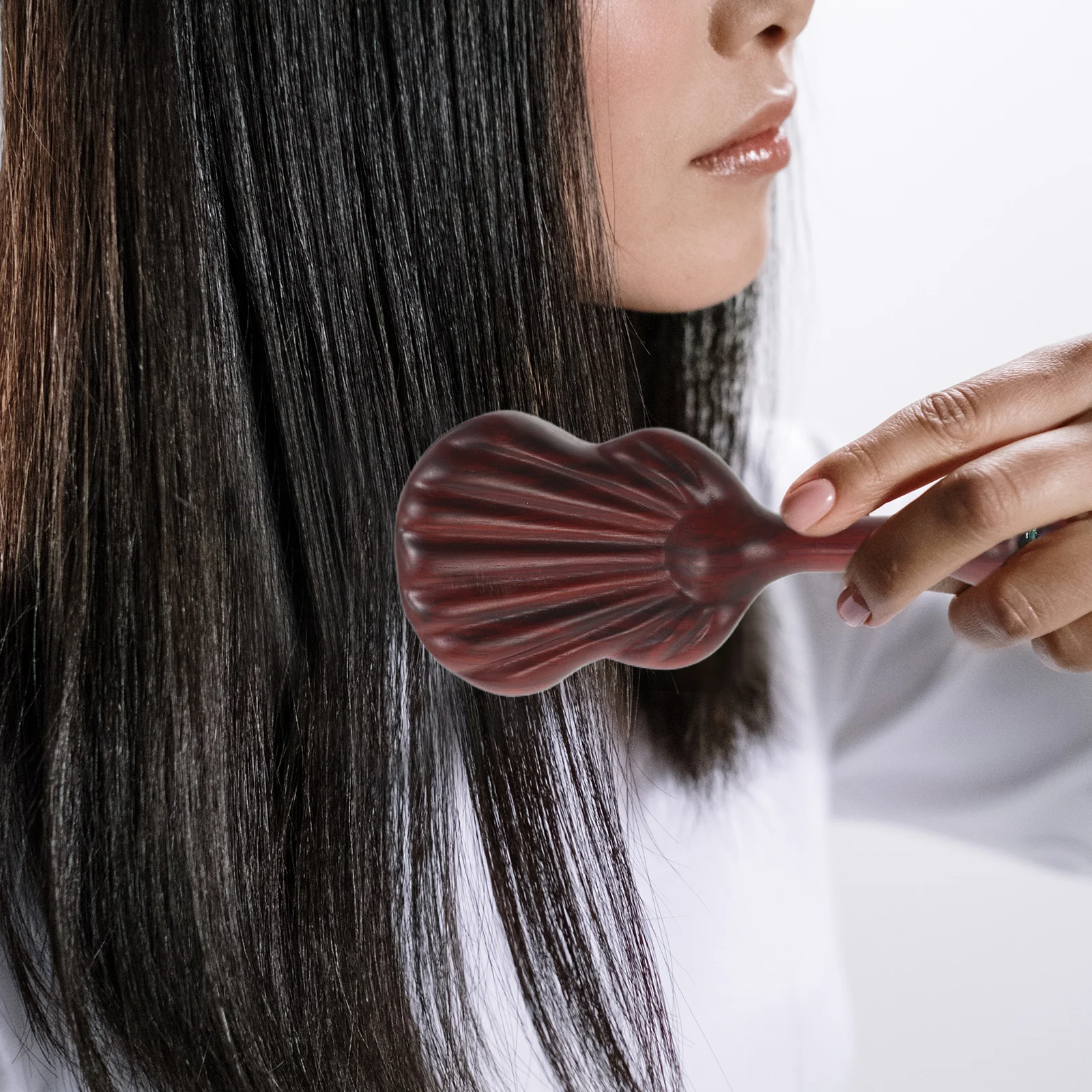 

Purple Sandalwood Cushion Comb Banana Fan Design Scalp Massage Tool For Detangling Paddle Brush Daily Care Travel Use