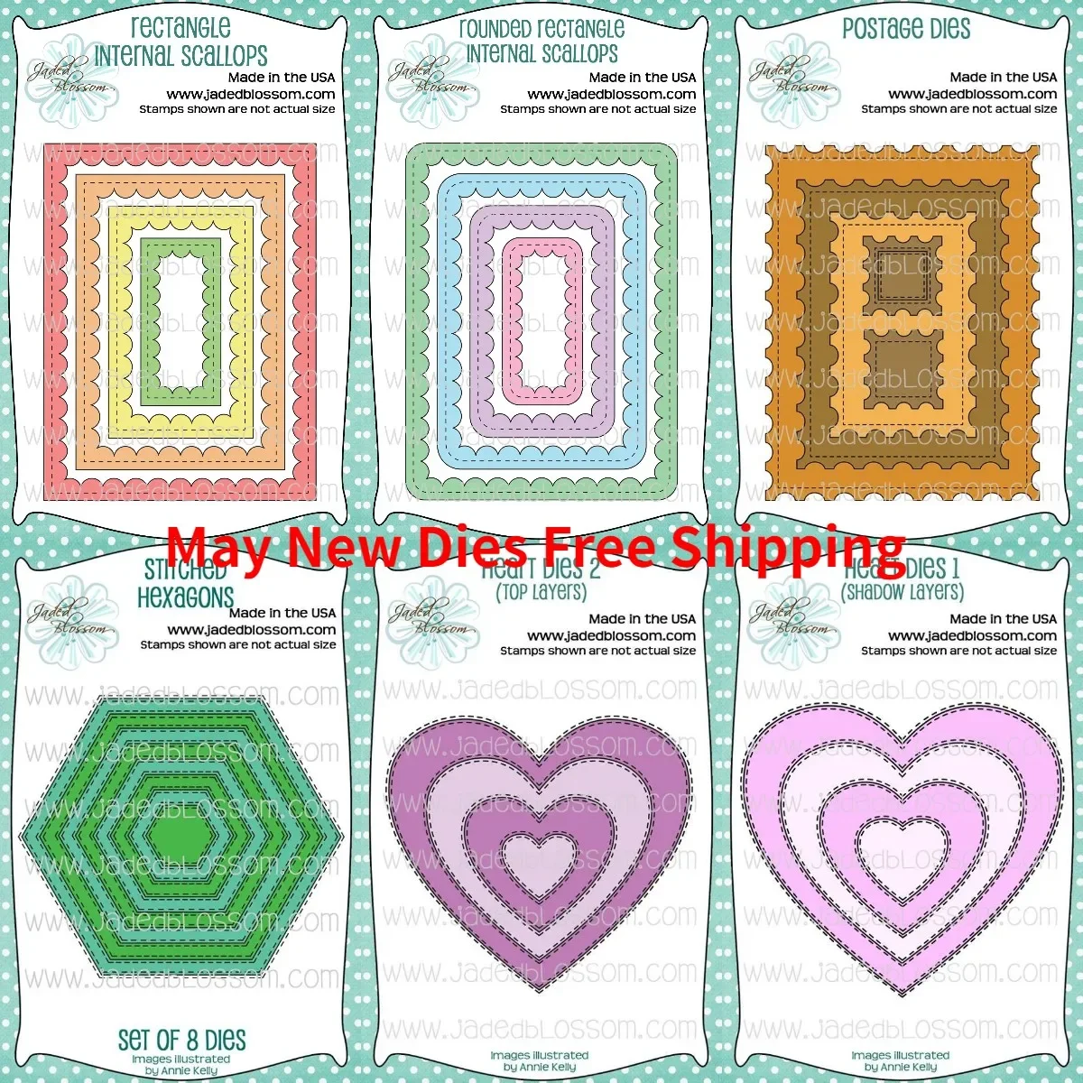 Heart Hexagon Rectangular  2024 New Metal Cutting Dies Diy Scrapbooking Paper Handmade Album Embossing Greeting Card