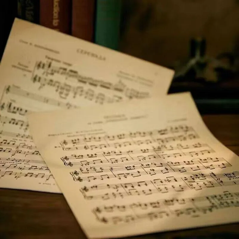 Ins Style Retro Nostalgic Foreign Language Old Music Score Antique Old Piano Score Home Decoration Ornament Photography Props