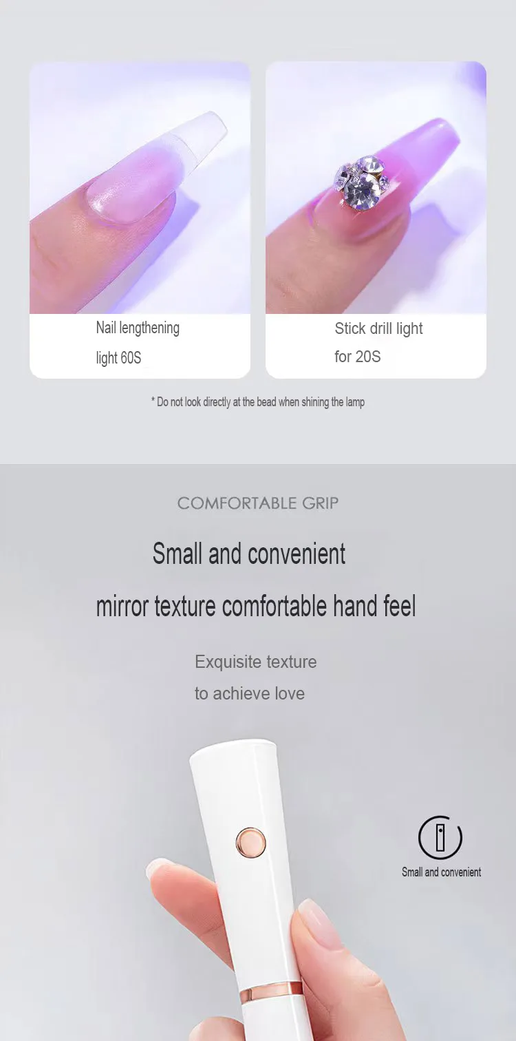 Przenośna mini lampa do paznokci z możliwością ładowania, kabel USB, przenośna lampa UV LED do paznokci z USB.