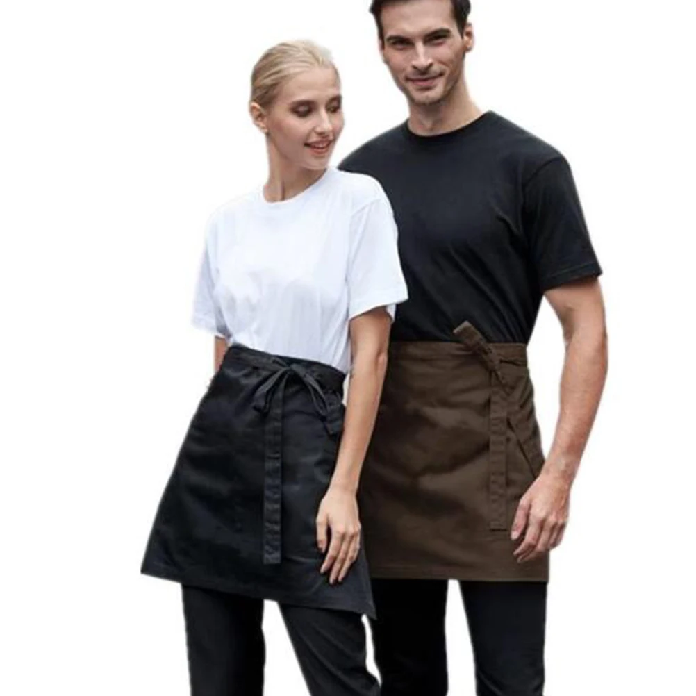 

Waterproof Apron Serving Aprons for Waitresses Half Waist with Pockets Women Cover Bartender Restaurant