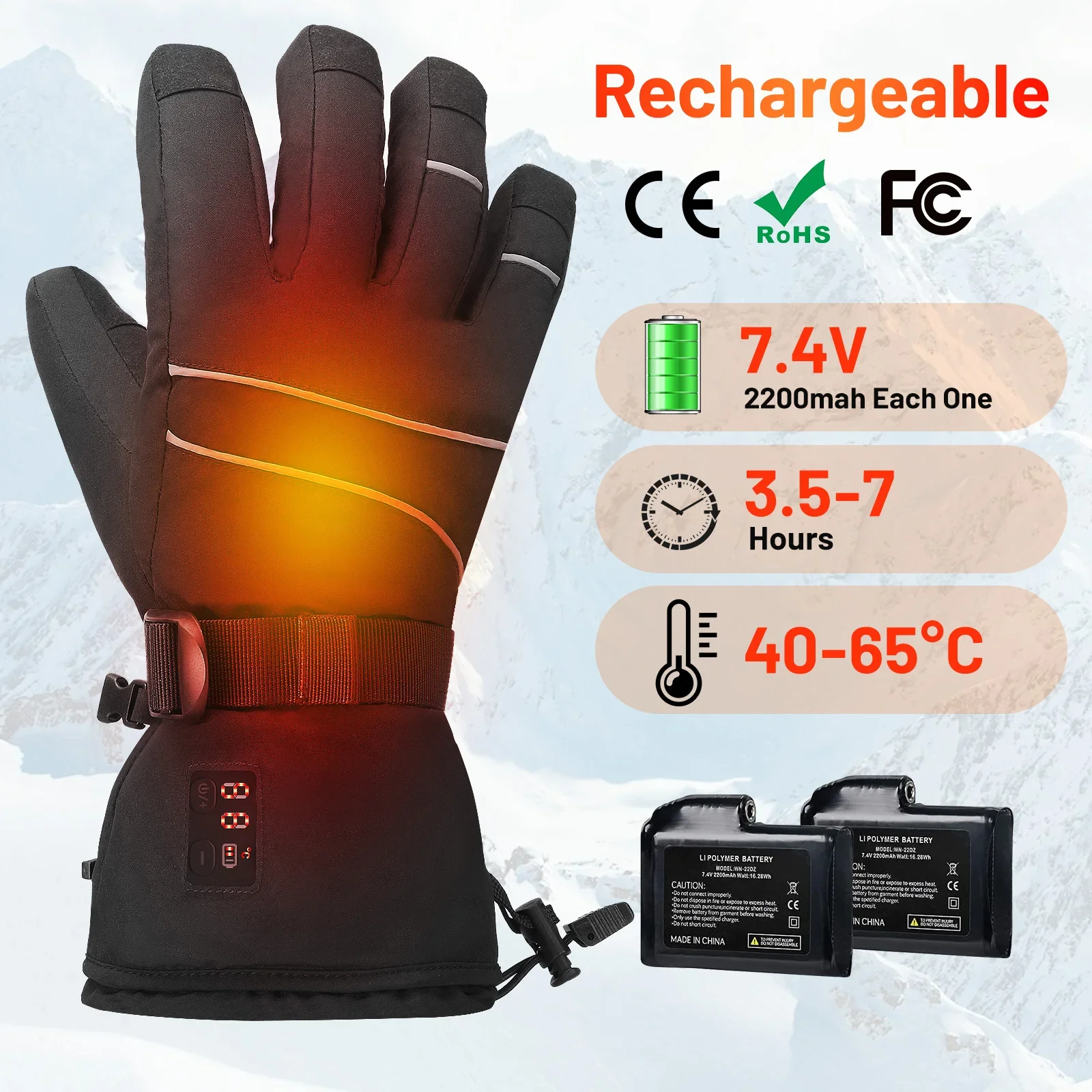 USB Battery Powered Rechargeable Heated Gloves  for Winter Biking Riding Skiing Cycling Hunting Unisex