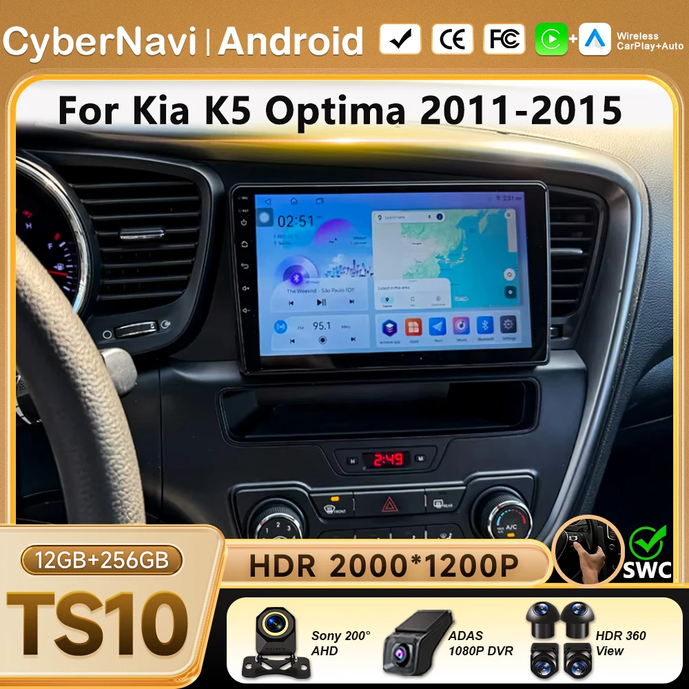Wireless carplay For Kia K5 Optima 2011-2015 Car Multimedia Player Bluetooth WIFI Navigation Touch Screen Display