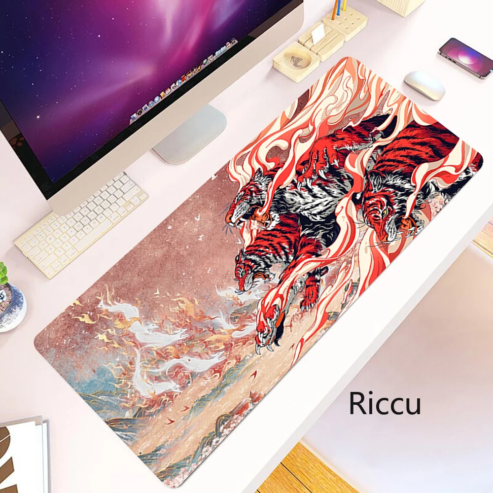 Tiger Mousepad Non-slip HD Print 400x900mm Desk Mat Keyboard Pad Rubber Carpet Computer Rug Gamer For PC Accessory Mousepads XXL