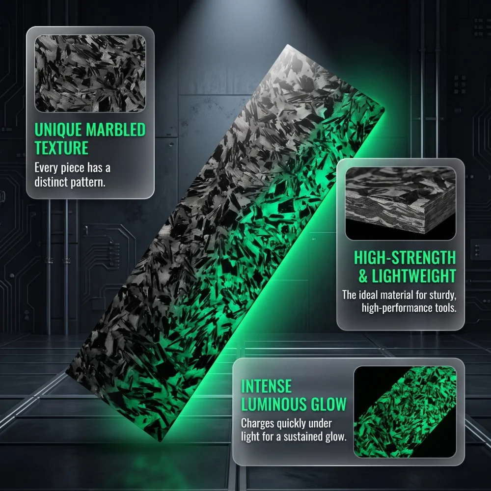 Marble Patterned Luminescent Carbon Fiber Board DIY Handle Patch Composite Made of Crushed Carbon Fiber & Luminous Resin