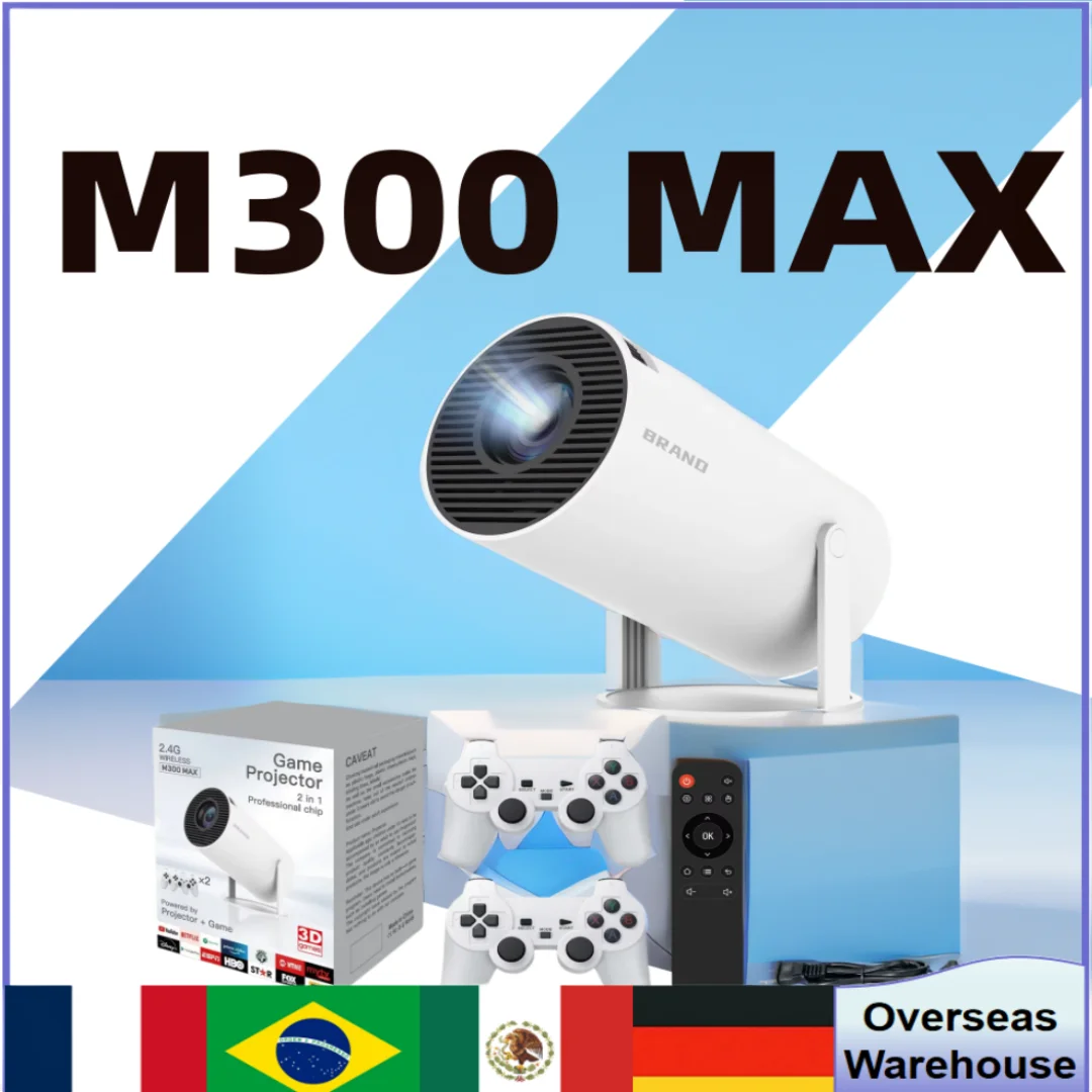 

M300 Max Retro Video Game Consoles Home Projector 64gb 46000+ Games Android11 System Mini Portable Intelligent Projector 720p