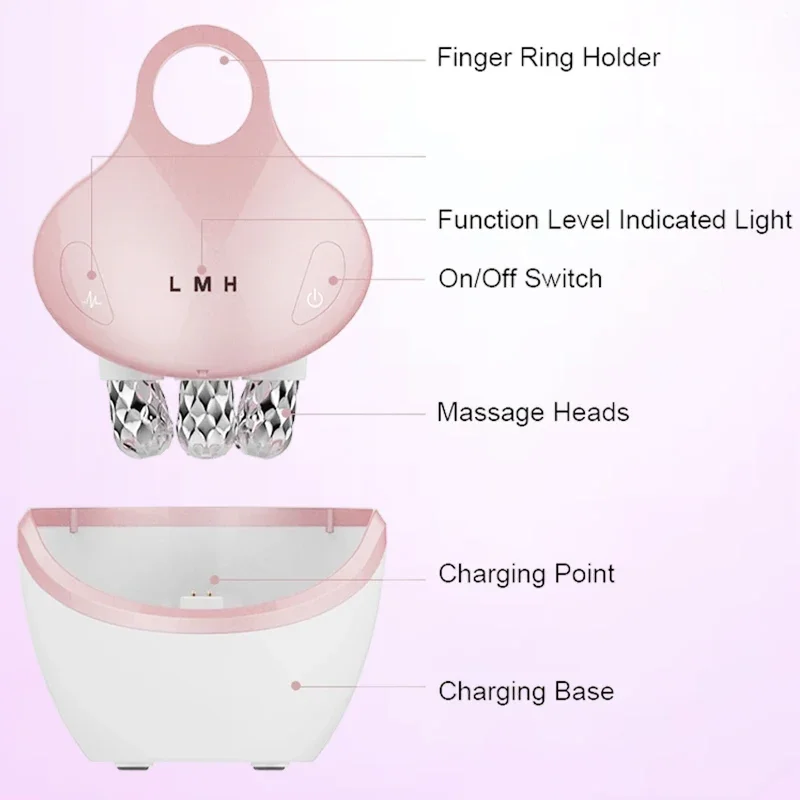 HIFU-4D Massagem Facial 5 em 1 Massageador Facial, EMS Home Use Facial Device, Promover a Absorção do Creme Facial, 5 Modos de Cor Clara