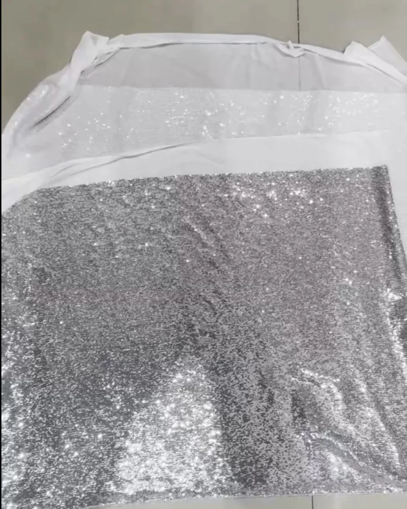 3mm Thicken Heavy Full Dense Sequin Fabric Evening Dress Elastic Net Material Glitter Soft Tablecloth Stage Cloth Accessories