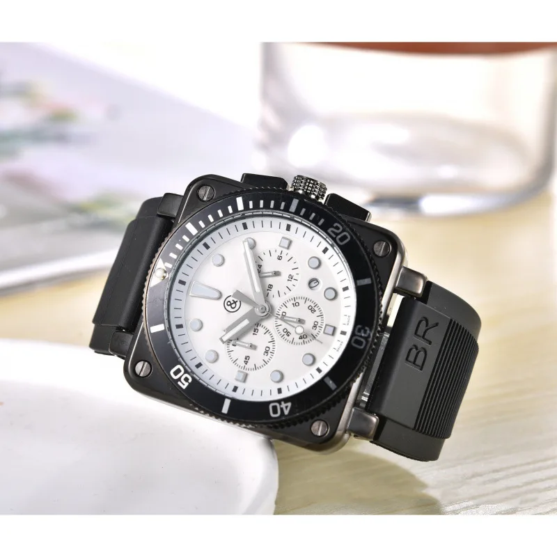 2025 Reloj de negocios de lujo para hombre Movimiento de cuarzo Acero inoxidable Cristal de zafiro Resistente al agua 100M Correa de caucho Fecha