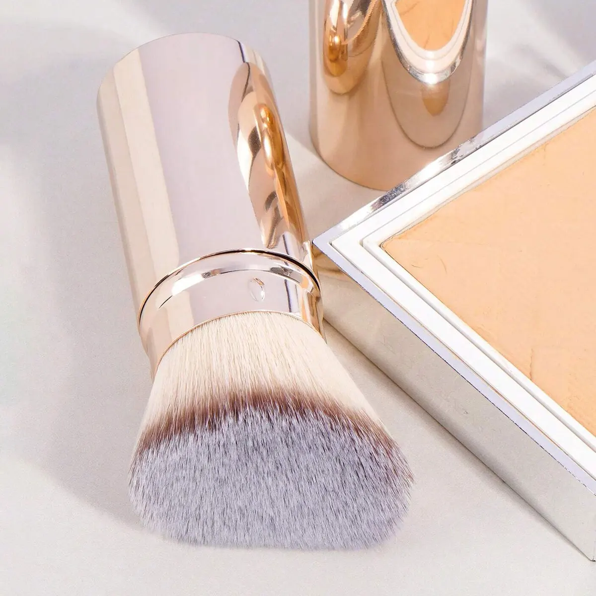 1pc profissional facial cabeça oblíqua escova retrátil, pincel de maquiagem, blush escova de fundação, pincel de pó solto, syntheti