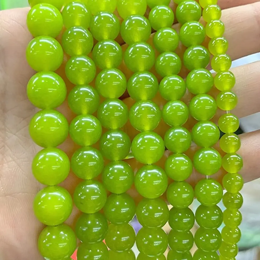 Natural Stone Grape Green Chalcedony Jades Beads Diy woman Bracelets Necklace for Jewelry Making 4/6/8/10/12/14mm 15