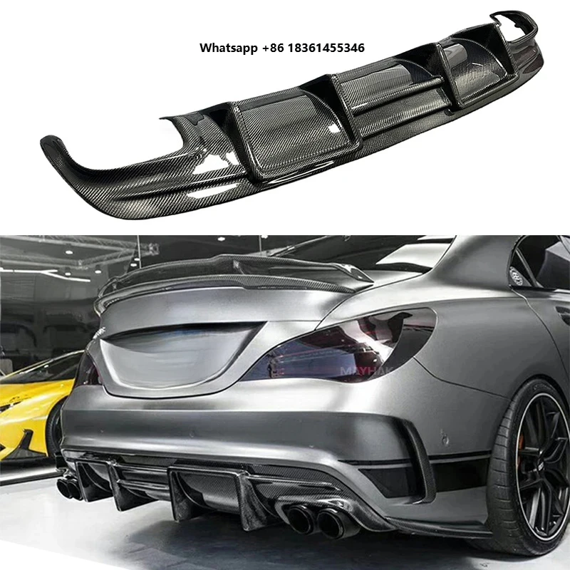 

For CLA CLA45 C117 Conversion Kit HIgh Quality Carbon Fiber FD Style Rear Bumper Lip Diffuser Car Rear Spoiler