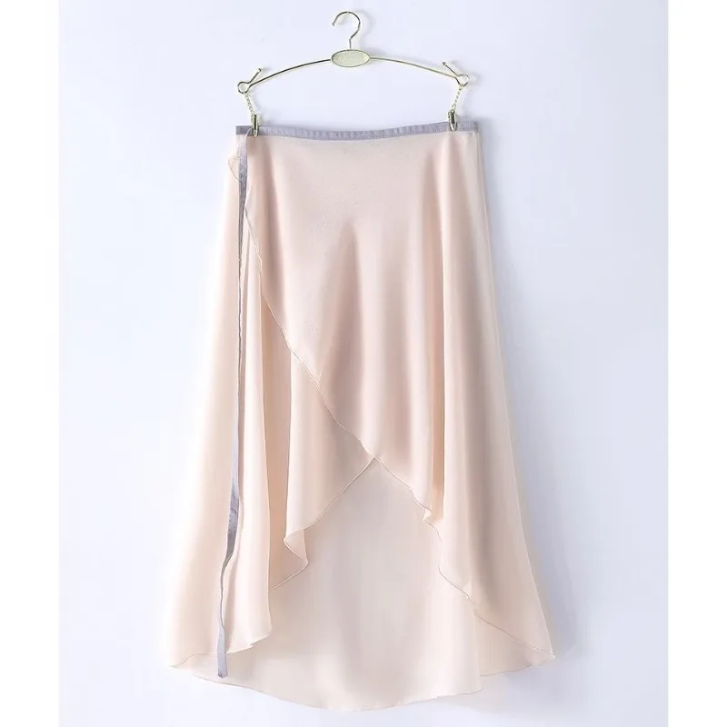 Customized Irregular Midi Skirt Women's Solid Color Gauze Skirt One-piece Ballet Classical Practice Dance Front Long Back Short