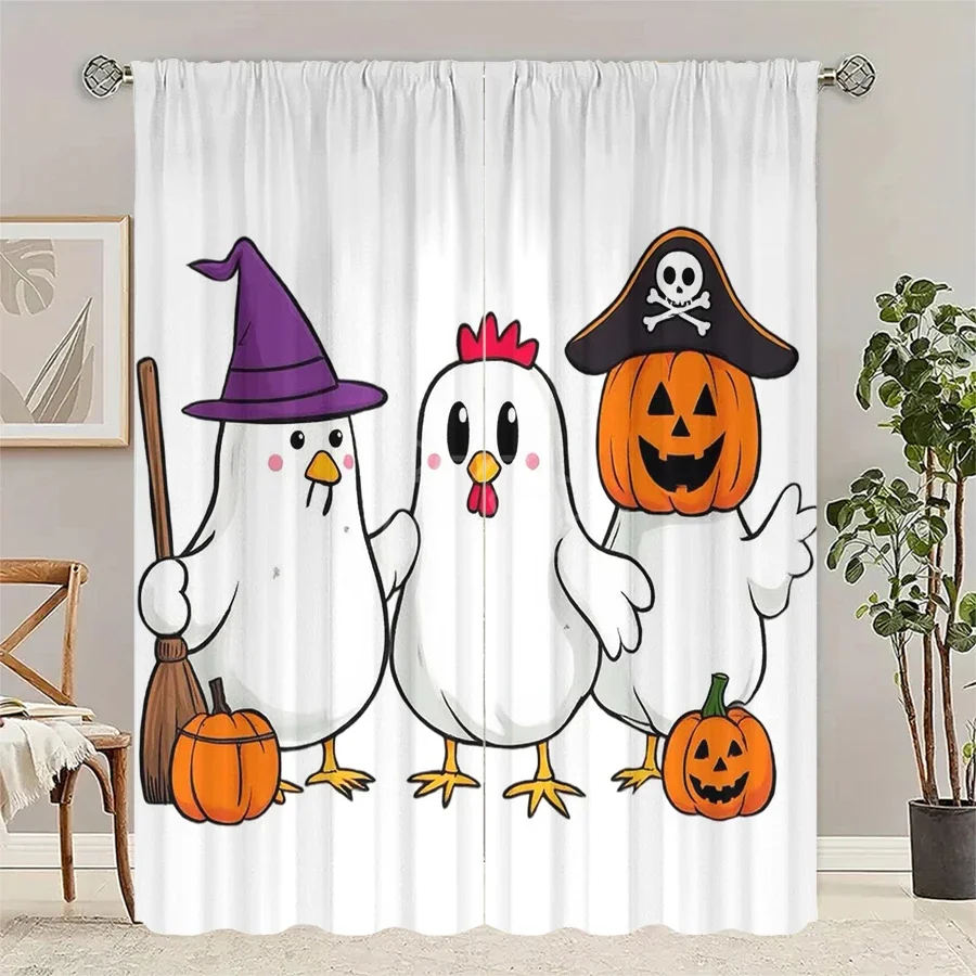 

Chicken and pumpkin pattern printed curtains, pole bag curtains, Christmas decorations, daily home decorations, room decorations