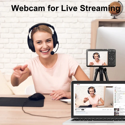 Imagen 2 del producto Cámara digital 5K Cámaras recargables HD de 2,8 pulgadas con zoom 16x Cámara Vlog vintage Cámaras de 72MP para adolescentes adultos principiantes