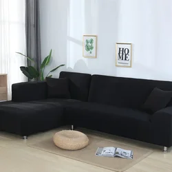 Solid Color Elastic Sofa Cover for L Shaped Sectional Corner Chaise Longue Sofa Stretch Couch Cover Slipcovers for Living Room
