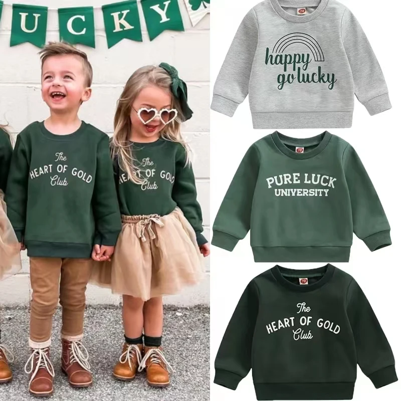 

Infant Toddler Baby Girl Boy Oversized Sweatshirt Long Sleeve Letter Printed Sweatshirts Top St. Patrick 's Day Outfit Clothes