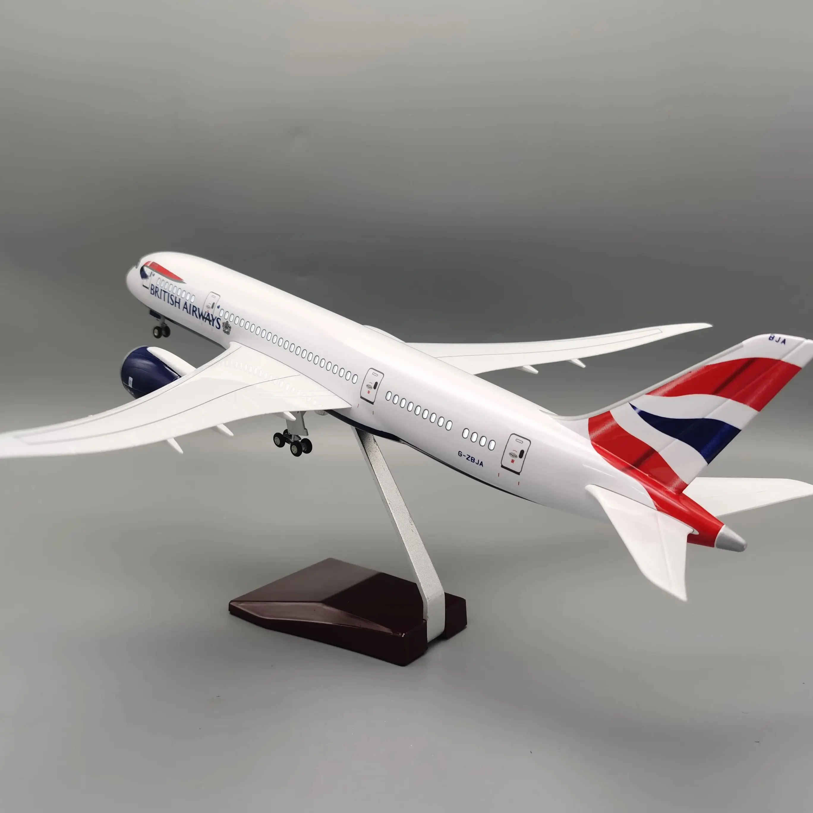 47cm aircraft model B787 British Airways Airbus 787 aircraft model kit decorated with LED lights (touch or sound control) for De