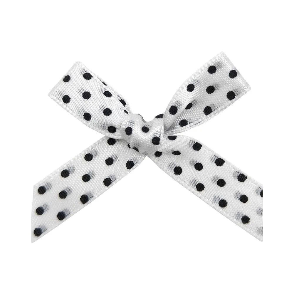 500pcs Bright Dot Satin Ribbon Bows Pre Tied Fabric Bow Ornaments For Wrapping Party Home Decoration DIY Craft Accessory