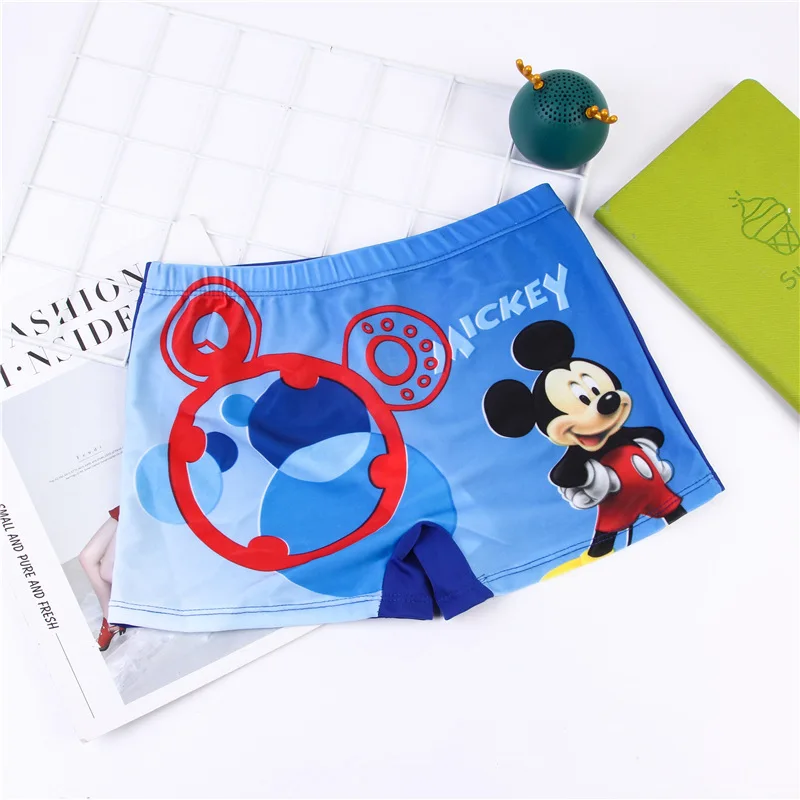 Disney Anime Mickey Mouse Swimming Trunks Cartoon Boy Flat Angle Beach Shorts Children Gifts