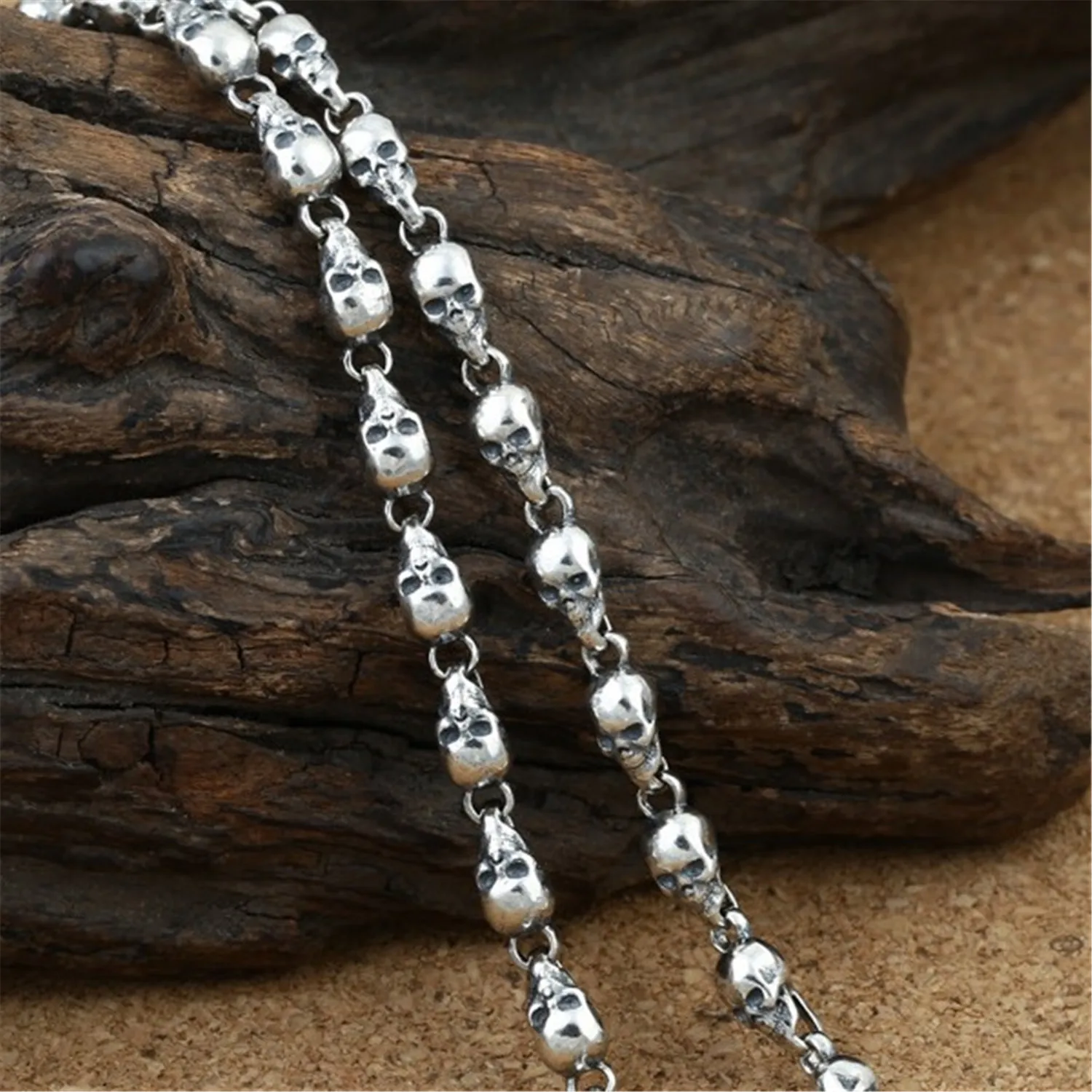 Skeleton Skull Chain Necklace 18 20 22 24 26 28 30 32 34 36 Inches in 925 Sterling Silver