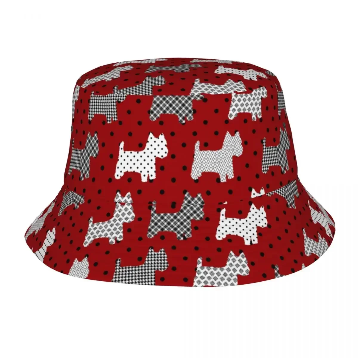 

Westies Polka Dot Cartoon Pattern Bucket Hats Men Women Fashion Summer Outdoor Sun West Highland White Terrier Dog Fisherman Cap