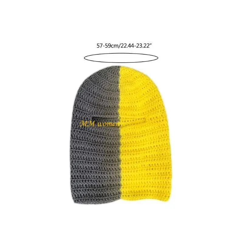Q39C Terrifying Knitted Winter Balaclava Bucket Hat Full-Head Halloween Cosplay