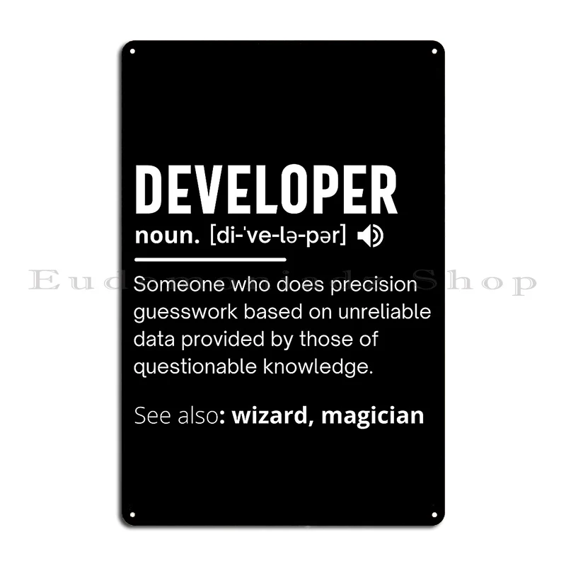 Developer Dictionary Definition Funny Developers Design Ideal For Programmers And Coders Metal Sign Cinema Mural Customize