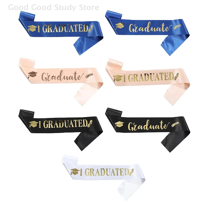 Black Gold Graduation Sash Belts Booth Props Congrate Grad Ribbon Shoulder Straps Party Supply For Graduate Decorations