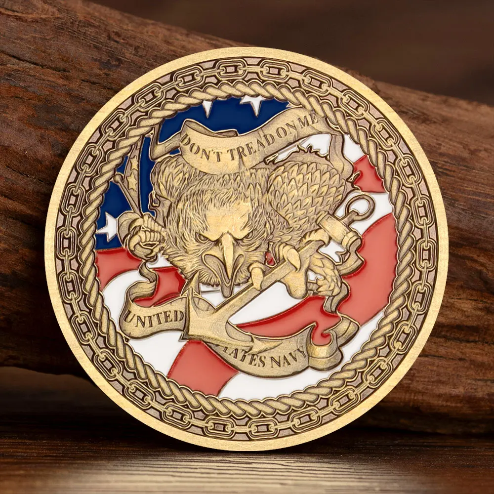 Power of Postive Leadership US Navy Chiefs Souvenir Coin Dont Tread on Me Honor Copper Plated Commemorative Coins