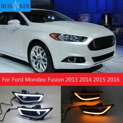 For Ford Mondeo Fusion 2013 2014 2015 2016 Yellow Turning Signal Relay Waterproof Car DRL Lamp LED Daytime Running Light