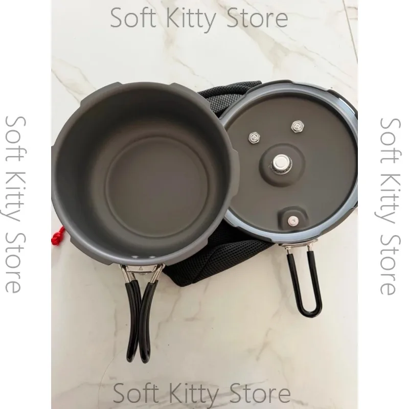 Lightweight Portable Foldable Handle Pressure Cooker 3L Multi-Purpose Outdoor Camping Cookware, Hard-Anodized Aluminum