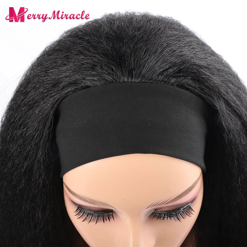 Long Headband Wig Kinky Straight Synthetic Hair for Women Afro Synthetic Straight Hair Wig Blonde Black Ginger White Red Wigs