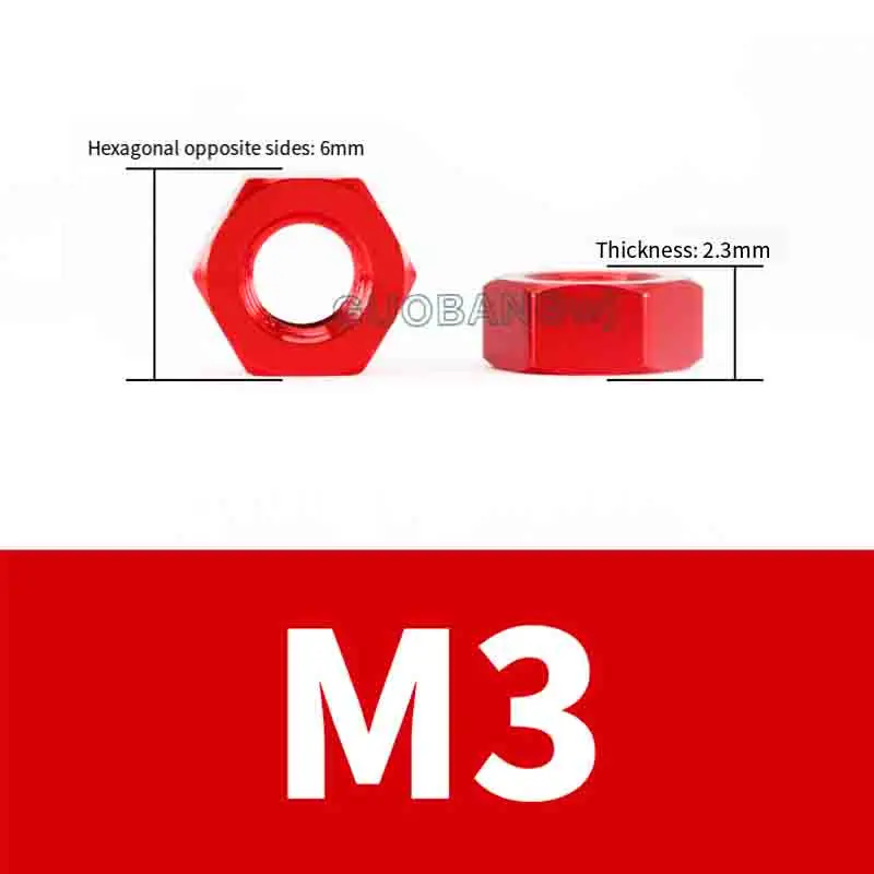 6061 Aluminum Alloy Hex Nuts,Anodized Color Anti-Loose Locking Nuts,Lightweight&Corrosion-Resistant for M3 M4 M5 M6 M8 5Pcs
