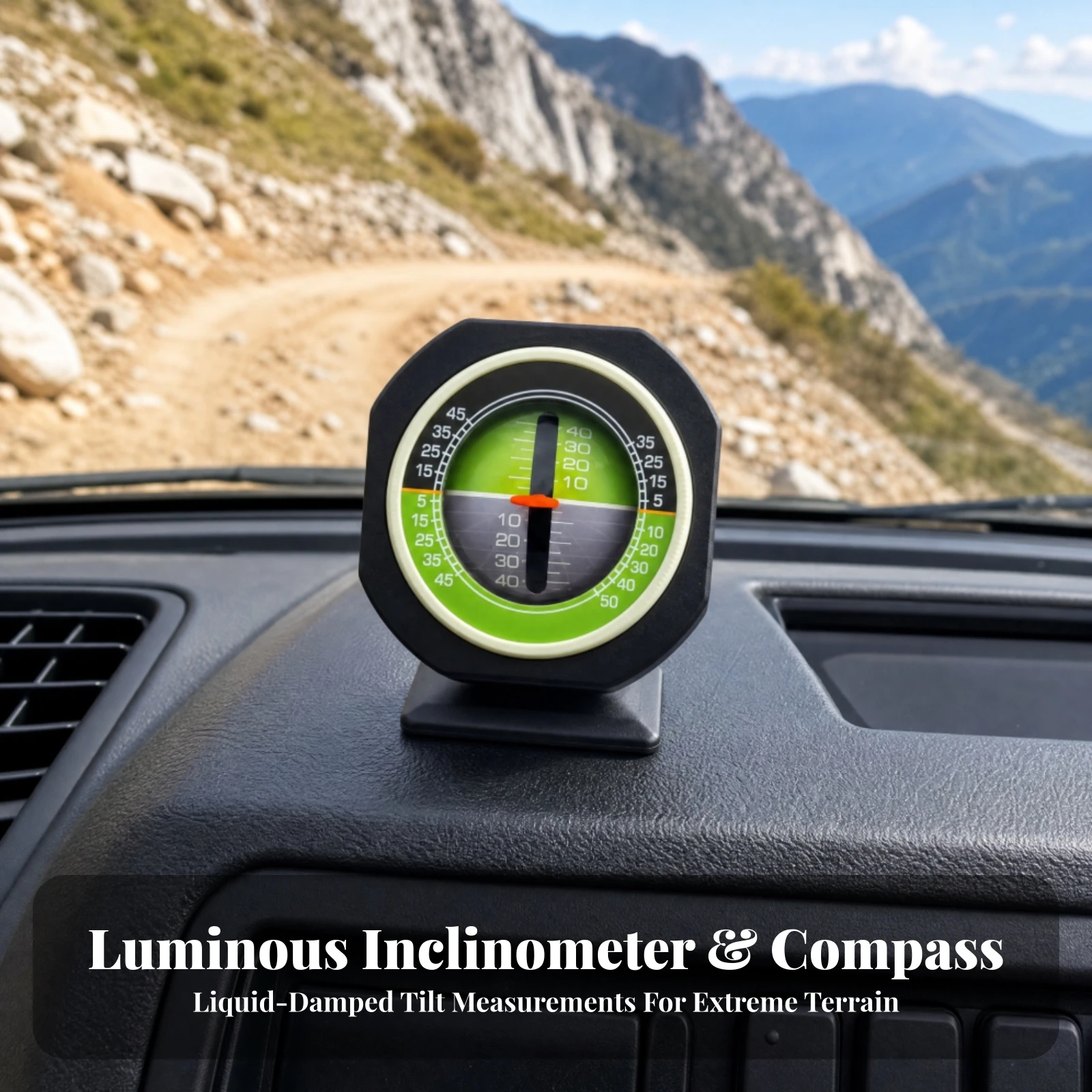 Vehicle Incline Gauge Waterproof Dashboard Slope Meter Automotive Slope Meter Compact Inclinometer Sleek