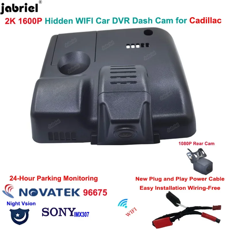 Jabriel New Plug and Play Car DVR 2K 1600P Auto Auto Wifi 24H Video Recorder Dash Camera For Cadillac CT4/CT5 2019 2020 2021