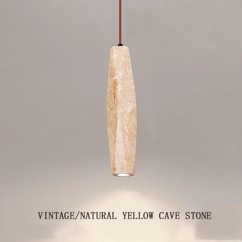Wabi-Sabi Pendant Lights Vintage Long Tube LED Hanging Lamp Natural Yellow Cave  Restaurant  Counter Chandeliers