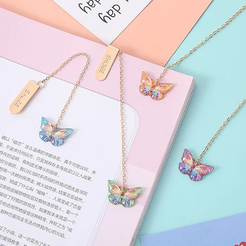 Prachtige Vlinder Hanger Ketting Metalen Bladwijzer Schoolbenodigdheden Boek Accessoires Voor Meisjes Kawaii Briefpapier Bladwijzer