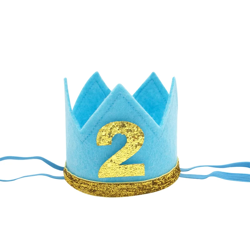 1Pcs non-woven fabric 1 2 3 One Happy Birthday Party Baby Crown Headband Hat Birthday Baby Shower 1st Birthday Party Decoration