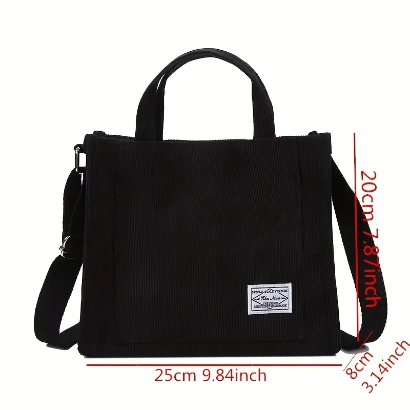 Vintage Corduroy Tote Bag, Retro Crossbody Messenger Bag, Casual Handbag Shoulder Purse for Women Bags Multiple Colors Available