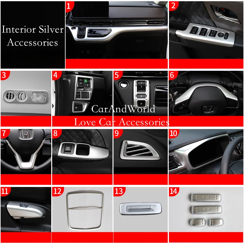

Для Honda Odyssey 2022-2023 серебристый хромированный внутренний подлокотник, переключатель подъемника, молдинг, рамка переключения передач, накладки, автомобильные аксессуары