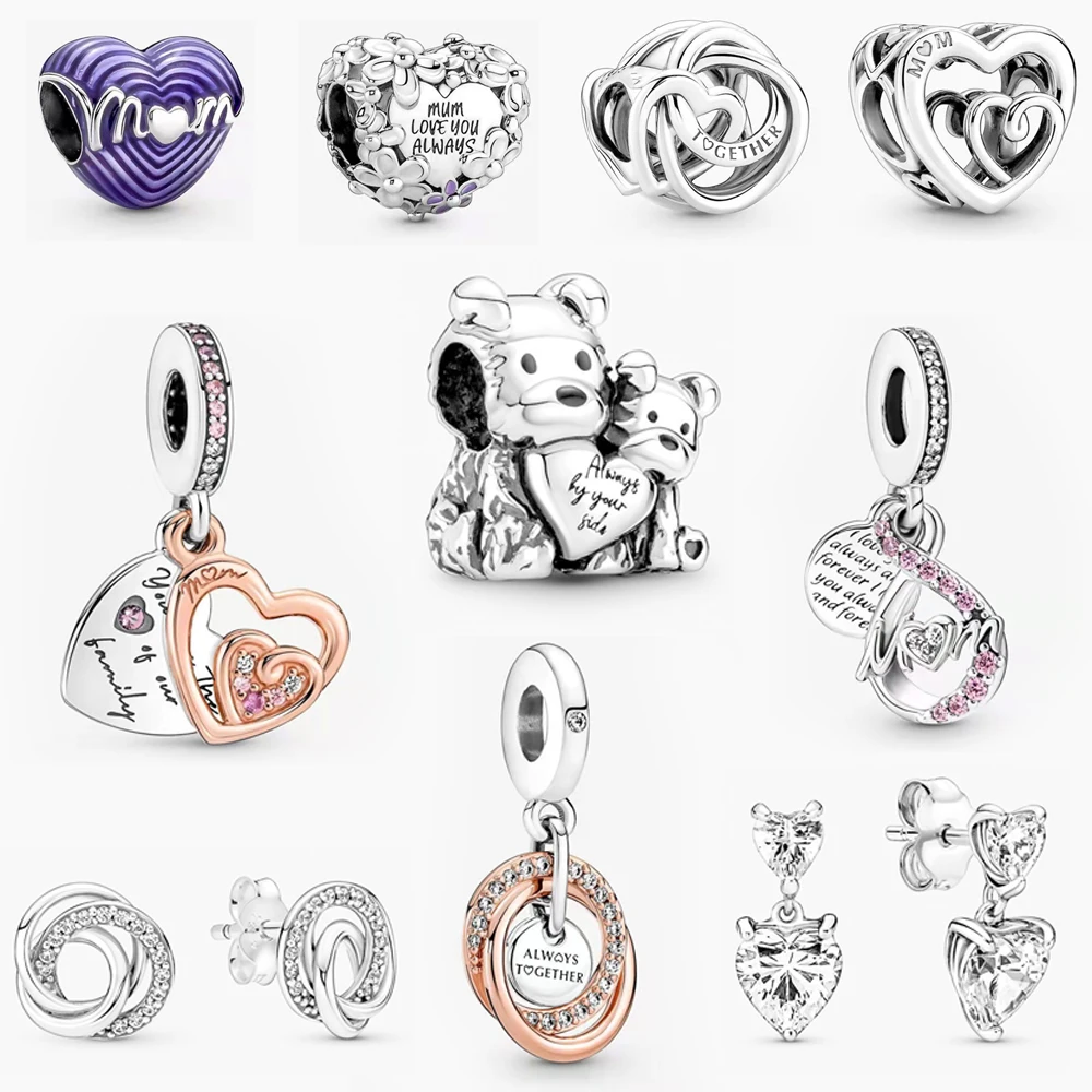 

Шарм-подвеска «бесконечные сердца» CKK Family Always Encircled, Подходит для европейских браслетов, женские бусины из стерлингового серебра «сделай сам» для изготовления ювелирных изделий