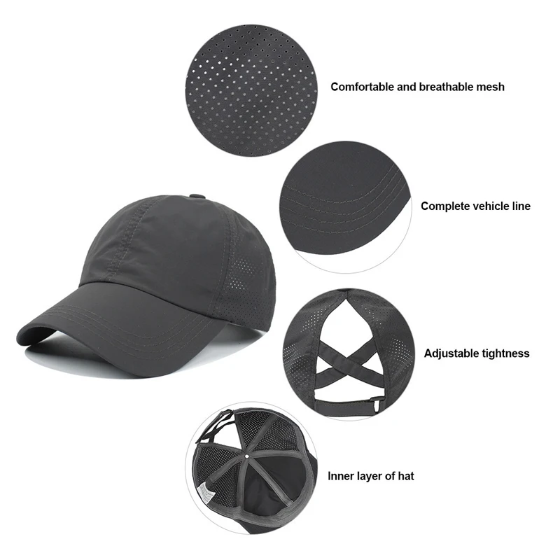 Quick-dry Women Baseball Cap Summer Sports Teenager Girls Ponytail Hat Fashion Woman Sun Hats for Outdoor Travel