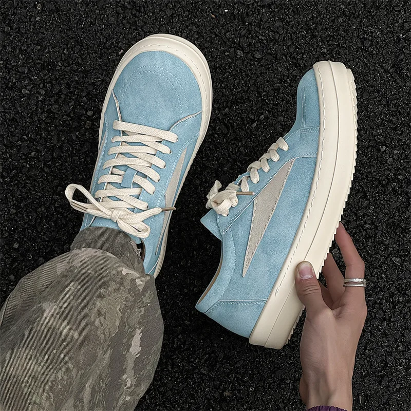 Men's Casual Shoes Low Top Suede Leather Women Lace Up Luxury Trainers High Street Autumn Flats Designer Vintage Sneakers