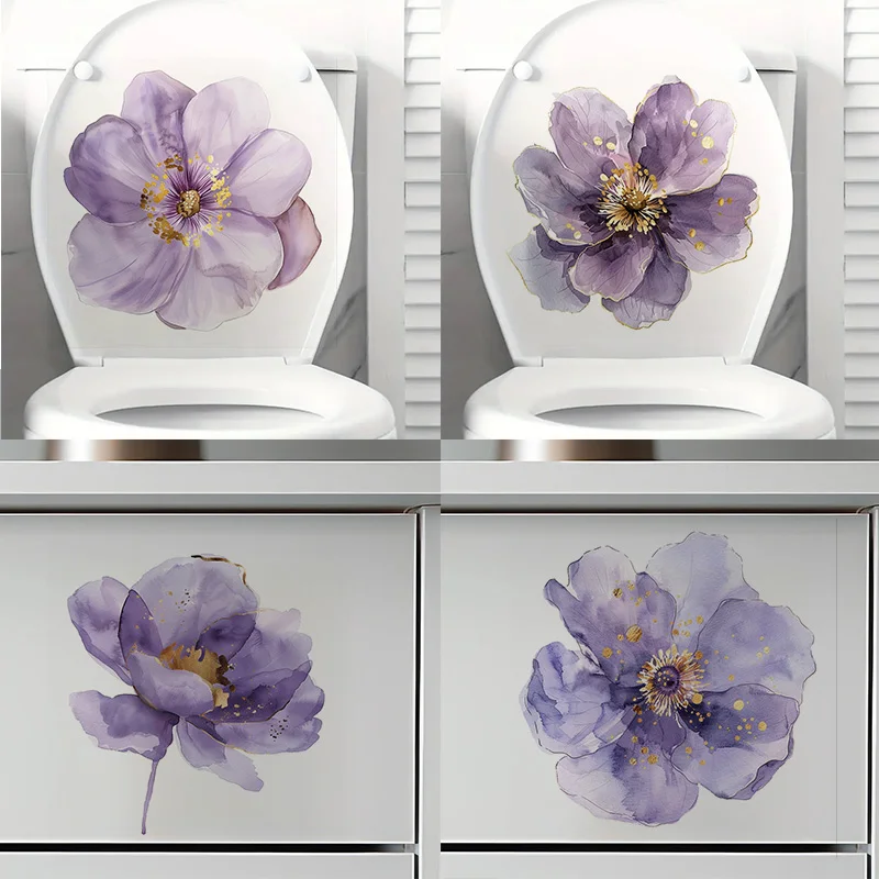 

Beautiful Purple Flowers Wall Stickers, Toilet Seat Stickers, Bedroom Entrance Living Room Porch Home Decoration Wall Stickers