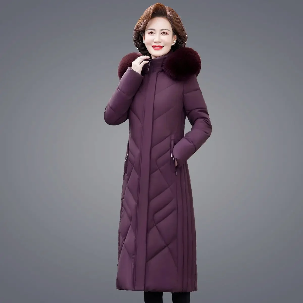 Orwindny New Collection Winter Jacket Clothes Mid Aged And Elderly Parka Cotton-Padded Coat Snow Wear XL-6XL SolidThickened Coat
