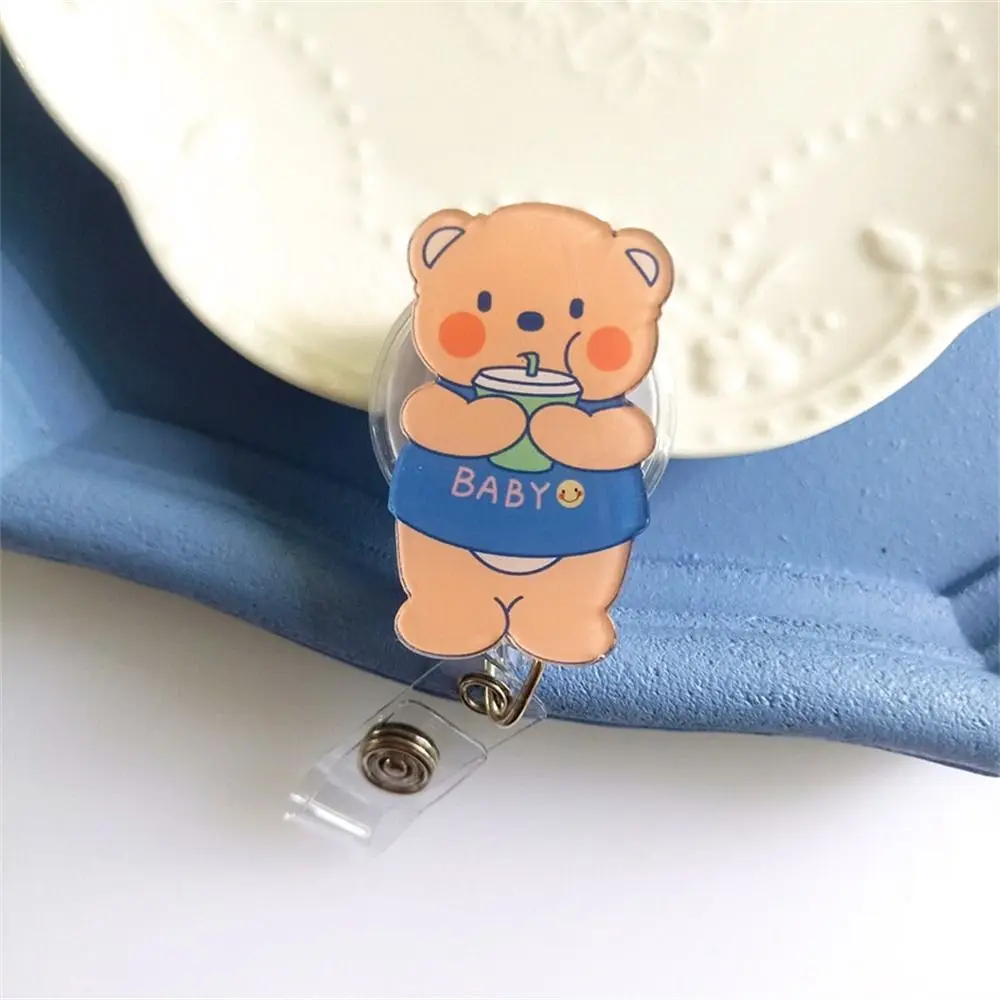 

Bear Retractable Badge Reel Chest Card Work Card Clip ID Card Clips Name Card Name Tag Easy Pull Buckle Office School Supplies