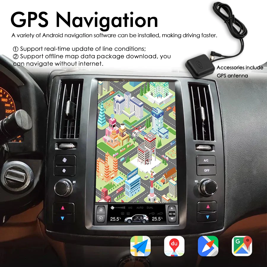 Radio mobil Android layar vertikal 11.8 inci, Radio mobil untuk Infiniti FX FX35 FX45 navigasi GPS otomatis CarPlay Multimedia pemutar Video 64GB