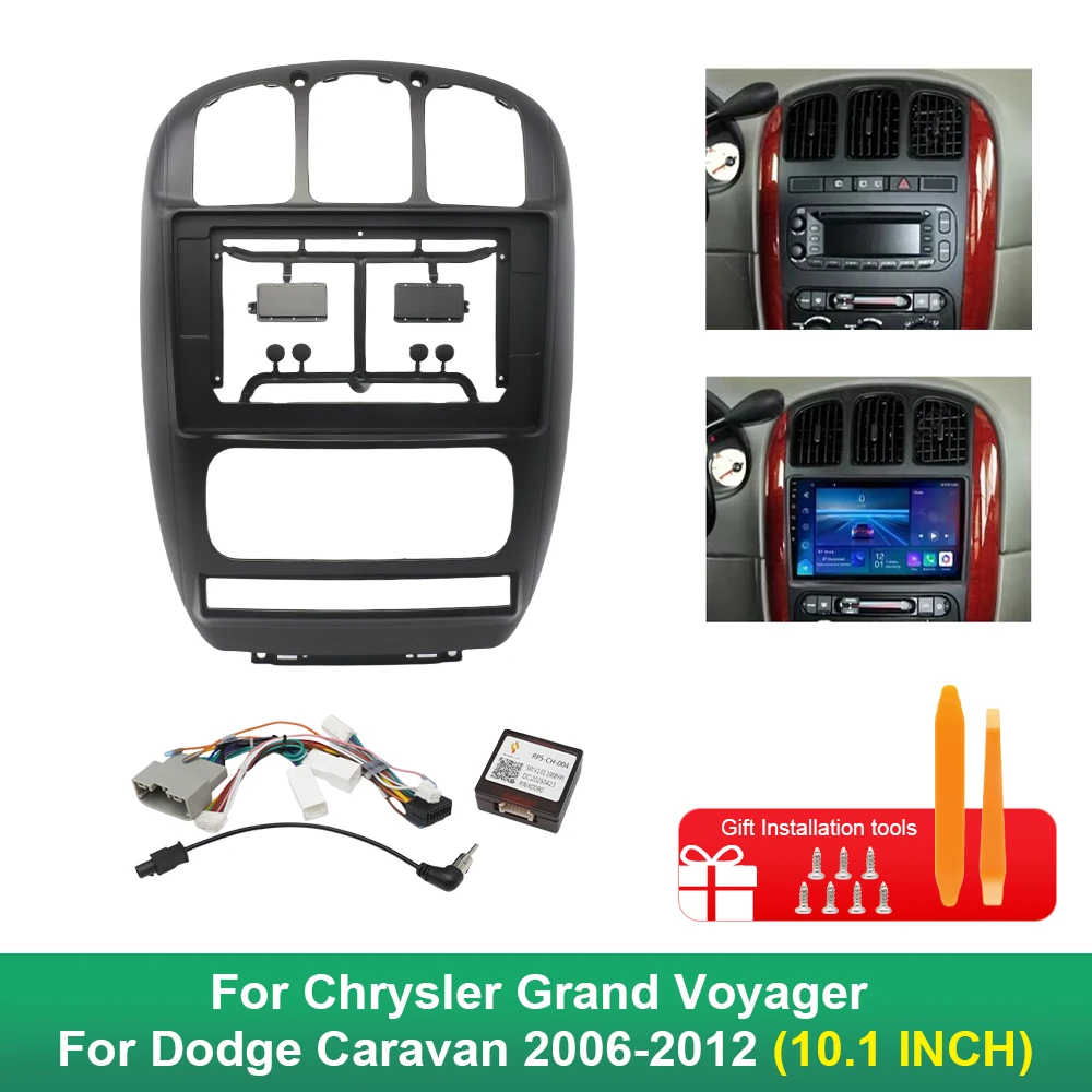 10.1 Polegada 25.654cm 2 din quadro de rádio do carro canbus para chrysler grand voyager para dodge caravan 2006-2012 painel painel montagem kit